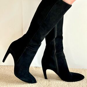 Via Spiga Italy Black Suede Leather Bethany Stiletto Boot 4” Heel Size 9.5